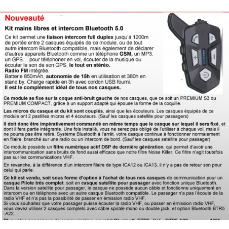 ALPHATEC HEADSET PRINCIPAL PILOTE maître BT + RADIO