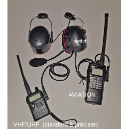 ALPHATEC Headset Paramoteur préparation spéciale bi-bande KENWOOD/ICOM Aviation -33dB